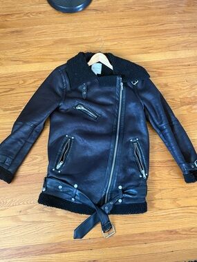 Avec Les Filles Black Sherpa Moto Jacket